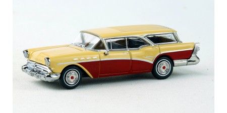 BR18176 HO Scale Brekina 1957 Buick Century Caballero - Red/Cream