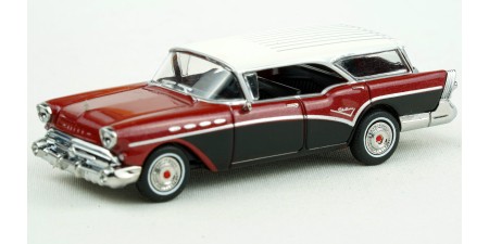 BR18178 HO Scale Brekina 1957 Buick Century Caballero - Red/Black