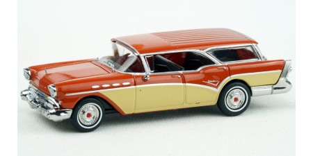 BR18179 HO Scale Brekina 1957 Buick Century Caballero - Orange/Cream