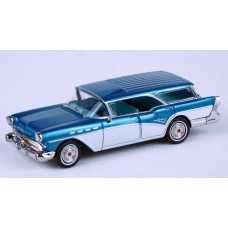 BR18180 HO Scale Brekina 1957 Buick Century Caballero - Dark Turquoise/White