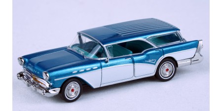 BR18180 HO Scale Brekina 1957 Buick Century Caballero - Dark Turquoise/White