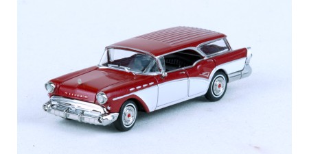 BR18181 HO Scale Brekina 1957 Buick Century Caballero - Dark Red/White