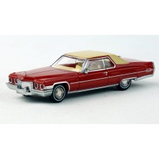 BR18125 HO Scale Brekina 1972 Cadillac Coupe DeVille - Red/Cream