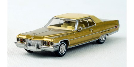 BR18126 HO Scale Brekina 1972 Cadillac Coupe DeVille - Gold/Cream