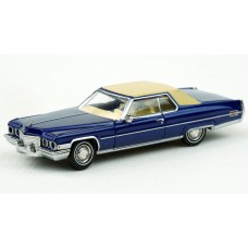BR18127 HO Scale Brekina 1972 Cadillac Coupe DeVille - Metallic Blue/Beige