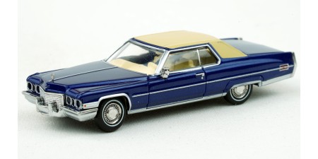 BR18127 HO Scale Brekina 1972 Cadillac Coupe DeVille - Metallic Blue/Beige