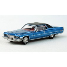 BR18128 HO Scale Brekina 1972 Cadillac Coupe DeVille - Metallic Blue/Black