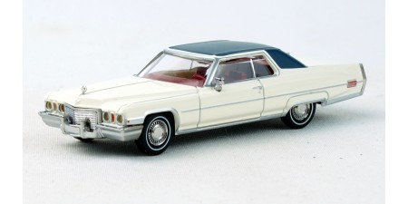 BR18129 HO Scale Brekina 1972 Cadillac Coupe DeVille - White/Blue