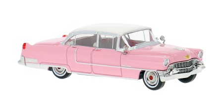 BR18350 HO Scale Brekina 1955 Cadillac Fleetwood - Pink/White