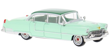 BR18353 HO Scale Brekina 1955 Cadillac Fleetwood - Light Green/Dark Green