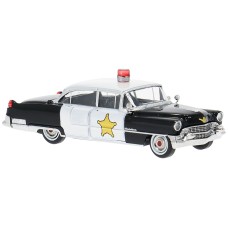 BR18356 HO Scale Brekina 1955 Cadillac Fleetwood - Black/White Sheriff