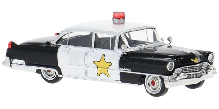 BR18356 HO Scale Brekina 1955 Cadillac Fleetwood - Black/White Sheriff