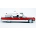 BR19776 HO Scale Brekina 1966 Cadillac Miller Meteor Ambulance - Red/White