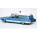 BR19777 HO Scale Brekina 1966 Cadillac Miller Meteor Ambulance - Metallic Blue/White
