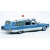 BR19777 HO Scale Brekina 1966 Cadillac Miller Meteor Ambulance - Metallic Blue/White