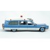 BR19777 HO Scale Brekina 1966 Cadillac Miller Meteor Ambulance - Metallic Blue/White