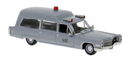 BR19790 HO Scale Brekina 1966 Cadillac Miller Meteor Ambulance - US Navy Gray BR19790 HO Scale Brekina 1966 Cadillac Miller Meteor Ambulance - US Navy Gray