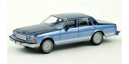 BR19707 - Brekina HO 1987 Chevrolet Caprice Sedan - Metallic Silver Blue/Dark Blue