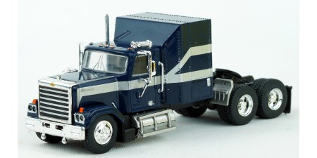 BR85785 HO Scale Brekina Chevrolet Bison Sleeper Truck Tractor - Dark Blue/Silver