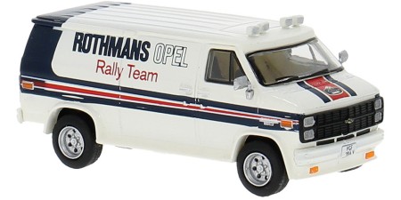 BR18257 - Brekina HO 1983 Chevrolet G20 Van - White Rothmans Opel Rally Team