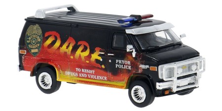 BR18258 - Brekina HO 1983 Chevrolet G20 Custom Van - Black D.A.R.E. Police BR18258 - Brekina HO 1983 Chevrolet G20 Custom Van - Black D.A.R.E. Police