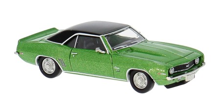 BR18379  HO Scale Brekina 1969 Chevrolet Camaro SS - Green/Black Roof
