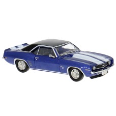 BR18381  HO Scale Brekina 1969 Chevrolet Camaro SS - Blue/Black Roof, White Stripes