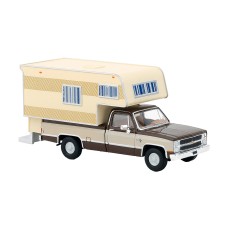BR19664 - Brekina HO 1982 Chevrolet C20 Pickup - Brown/Beige With Camper