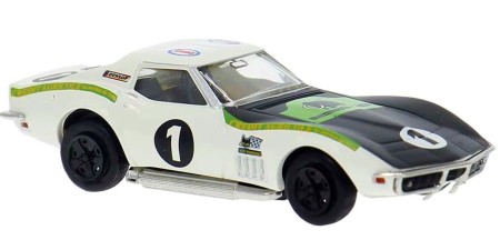BR19988 - Brekina HO '68-'72 Chevrolet Corvette C3 Coupe - White/Black Ecurie Leopard #1