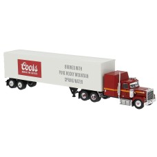 BR85786 HO Scale Brekina Chevrolet Bison Sleeper Tractor-Trailer - Red, Coors Beer