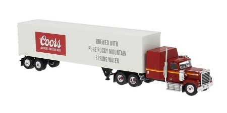 BR85786 HO Scale Brekina Chevrolet Bison Sleeper Tractor-Trailer - Red, Coors Beer BR85786 HO Scale Brekina Chevrolet Bison Sleeper Tractor-Trailer - Red, Coors Beer