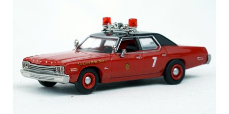 BR18157 HO Scale Brekina 1974 Dodge Monaco - Red/Black Chicago Fire Department