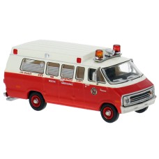 BR18304 HO Scale 1975 Dodge B200 Ambulance - Los Angeles Fire Dept.