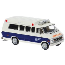 BR18307 HO Scale 1975 Dodge B200 Ambulance - White/Blue Ontario Ministry of Health BR18307 HO Scale 1975 Dodge B200 Ambulance - White/Blue Ontario Ministry of Health