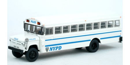 BR61332 HO Scale 1970 Dodge S600 School Bus - White NYPD