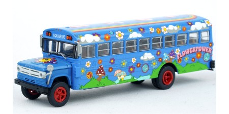 BR61334 HO Scale 1970 Dodge S600 School Bus - Hippie Flower Power