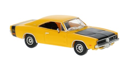 BR18001 HO Scale Brekina 1969 Dodge Charger R/T - Yellow/Black