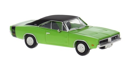 BR18002 HO Scale Brekina 1969 Dodge Charger R/T - Green/Black