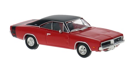 BR18003 HO Scale Brekina 1969 Dodge Charger R/T - Red/Black