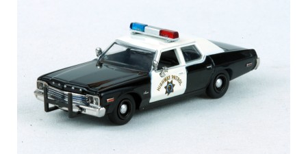 BR18159 HO Scale Brekina 1974 Dodge Monaco - Black/White California Highway Patrol