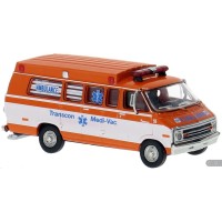 BR18305 HO Scale 1975 Dodge B200 Ambulance - Orange/White Transcon BR18305 HO Scale 1975 Dodge B200 Ambulance - Orange/White Transcon