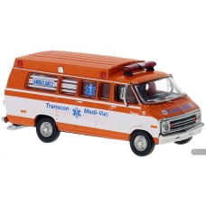 BR18305 HO Scale 1975 Dodge B200 Ambulance - Orange/White Transcon BR18305 HO Scale 1975 Dodge B200 Ambulance - Orange/White Transcon