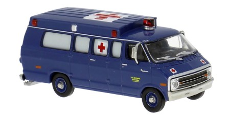 BR18313 HO Scale 1975 Dodge B200 Ambulance - US Air Force Blue BR18313 HO Scale 1975 Dodge B200 Ambulance - US Air Force Blue