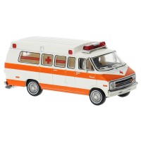 BR18300 HO Scale 1975 Dodge B200 Ambulance - White/Orange BR18300 HO Scale 1975 Dodge B200 Ambulance - White/Orange