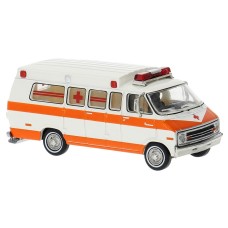 BR18300 HO Scale 1975 Dodge B200 Ambulance - White/Orange BR18300 HO Scale 1975 Dodge B200 Ambulance - White/Orange