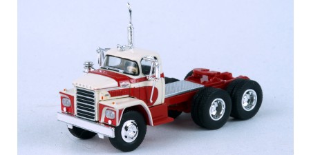 BRE86300 - HO Scale Brekina Dodge LCF CT-900 Tandem Axle Truck Tractor - White/Red