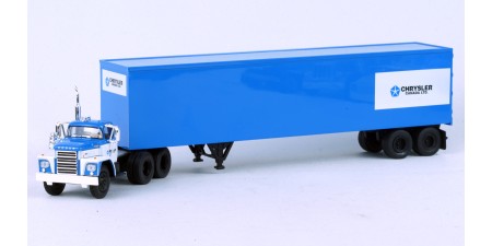 BRE86304 - HO Scale Brekina Dodge LCF CT-900 Tandem Axle Truck Tractor & 45' Trailer - White/Blue Chrysler Canada BRE86304 - HO Scale Brekina Dodge LCF CT-900 Tandem Axle Truck Tractor & 45' Trailer - White/Blue Chrysler Canada