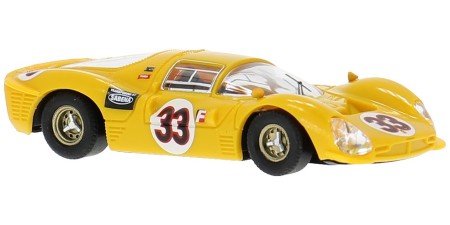 BR22908 HO Scale 1966 Ferrari 330P3 Sports Prototype Race Car - Yellow #33 1967 Daytona W. Mairesse/J. Blaton Ecurie Francorch BR22908 HO Scale 1966 Ferrari 330P3 Sports Prototype Race Car - Yellow #33 1967 Daytona W. Mairesse/J. Blaton Ecurie Francorch