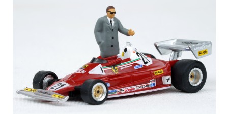 BR22977 HO Scale 1977 Ferrari 312T2 (#21, Gilles Villeneuve) Formula 1 Race Car & Enzo Ferrari Figure