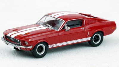 BR19605 HO Scale Brekina 1968 Ford Mustang GT350 Fastback - Red/White Stripes